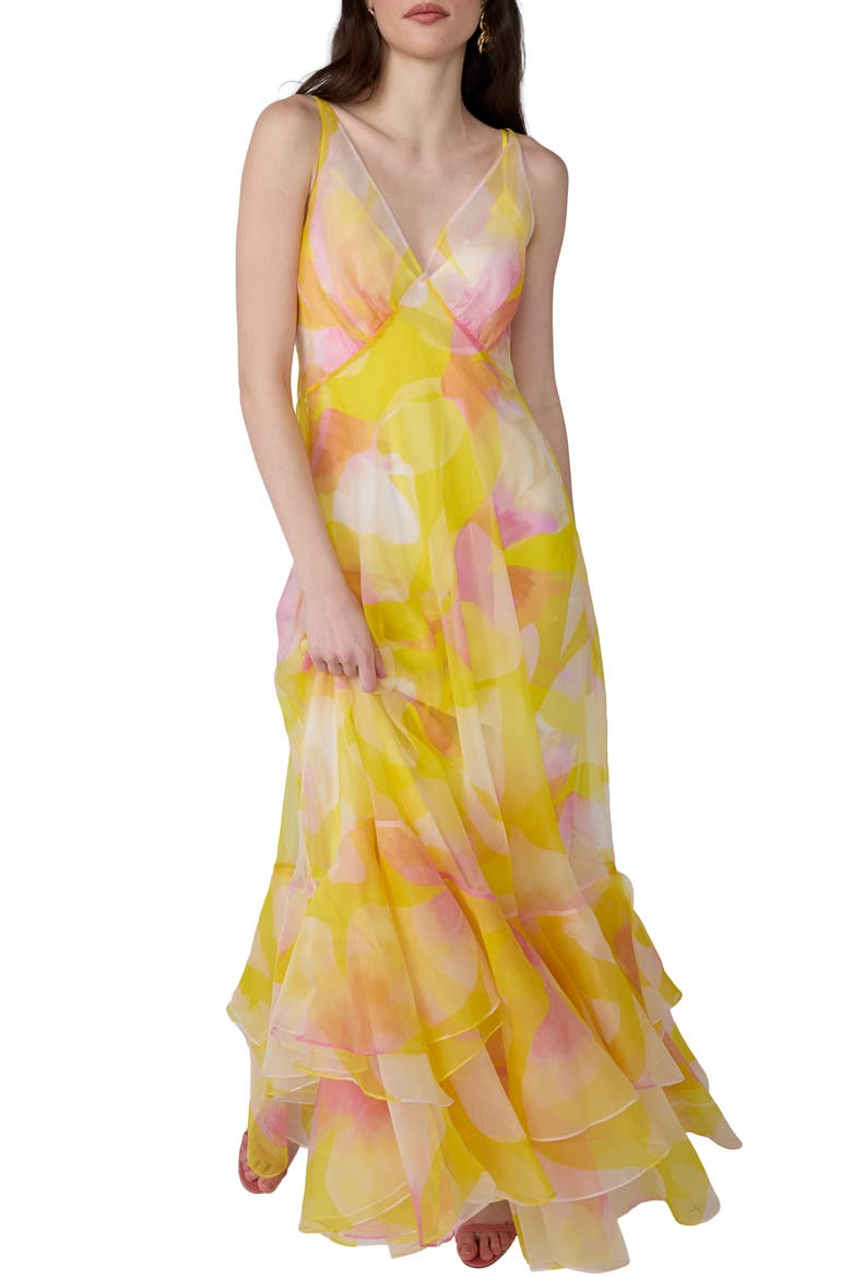 Astra Abstract Floral Cotton & Silk Gown, Alternate, color, ISLAND ORCHID BIG WHITE