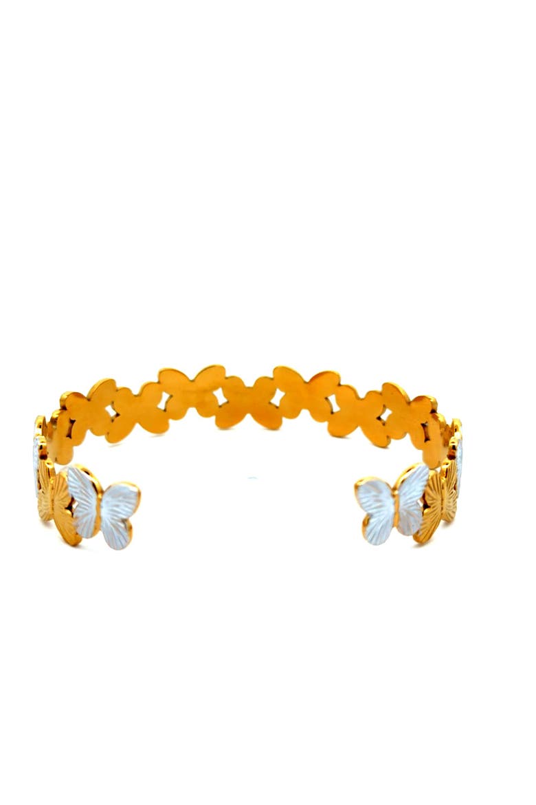 Two Tone Butterfly Cuff Bracelet, Alternate, color, Yellow