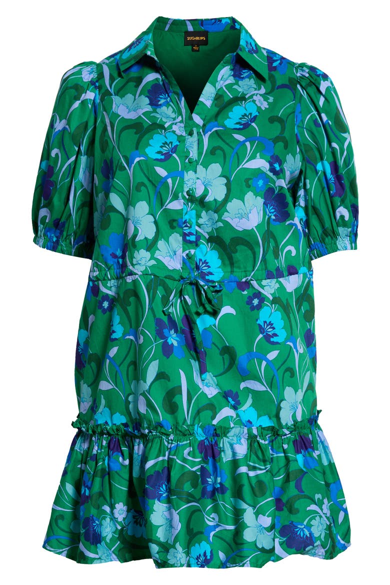 Stacie Floral Print Cotton Minidress, Alternate, color, KELLY-BLUES-MULTI