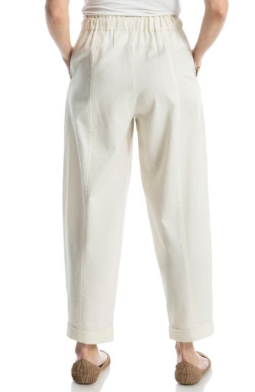 Max Studio Belted Pique Barrel Leg Pants In White