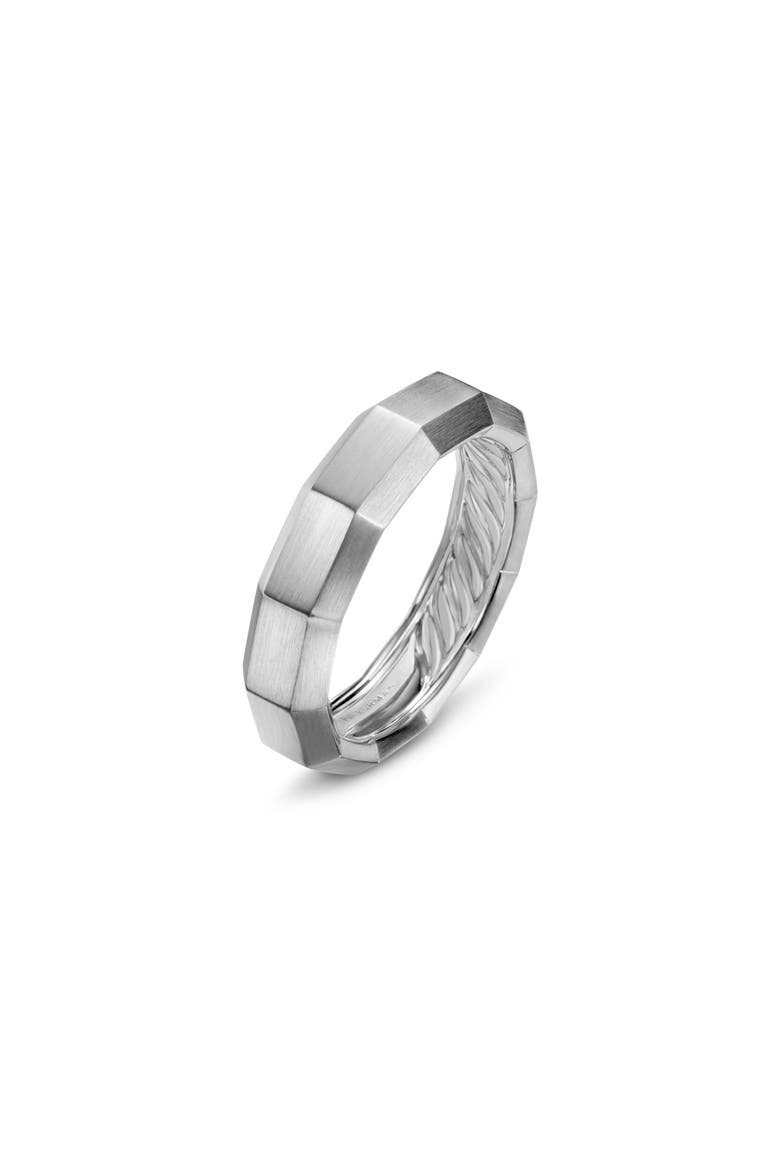 Men's Faceted Band Ring in 18K White Gold, Alternate, color, WHITE GOLD