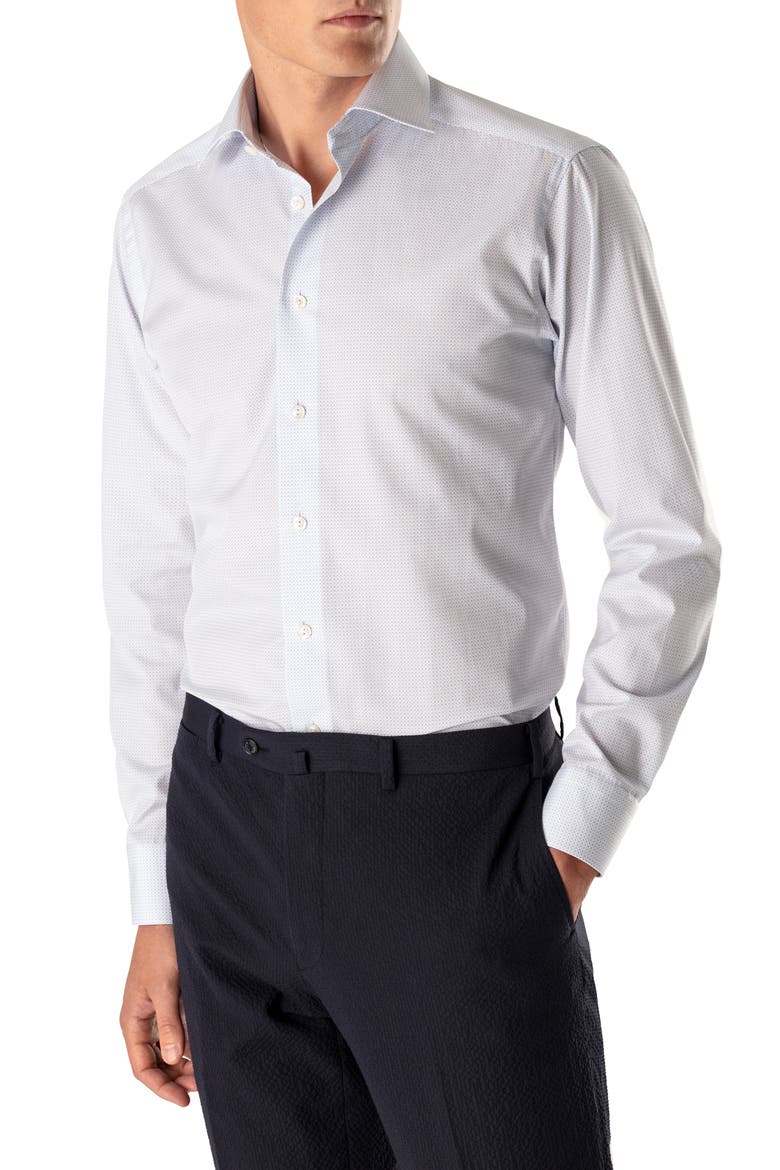 Contemporary Fit Print Dress Shirt, Main, color, BLUE