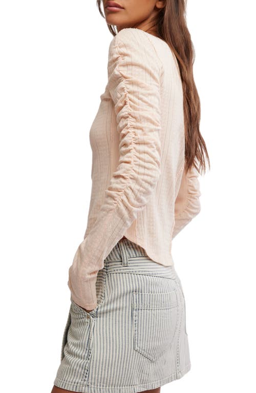 Free People Hope Henley Long Sleeve Shirt In Strawberry Float In Strawberry Float