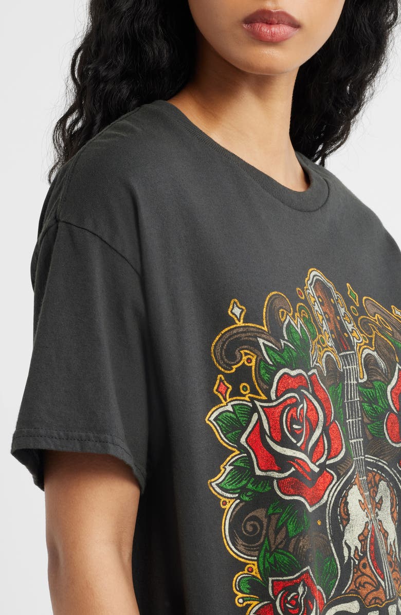 Merch Traffic Chris Stapleton Floral Rose Cotton Graphic T-Shirt, Alternate, color, Black