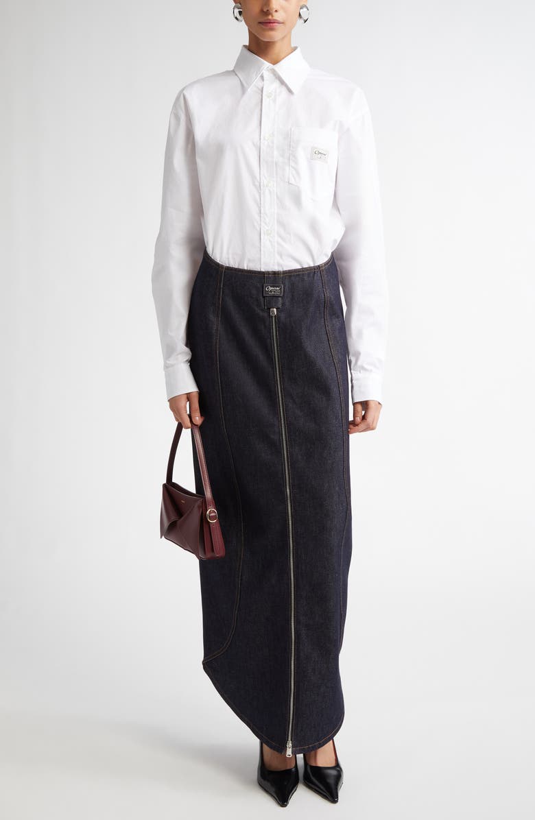 Coperni Poplin Button-Up Bodysuit, Alternate, color, 