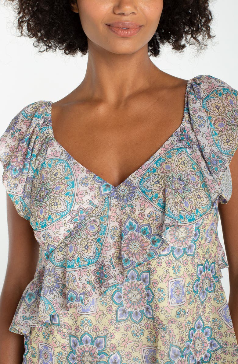 Liverpool Los Angeles Print Ruffle Top, Alternate, color, Cream Citron Mu