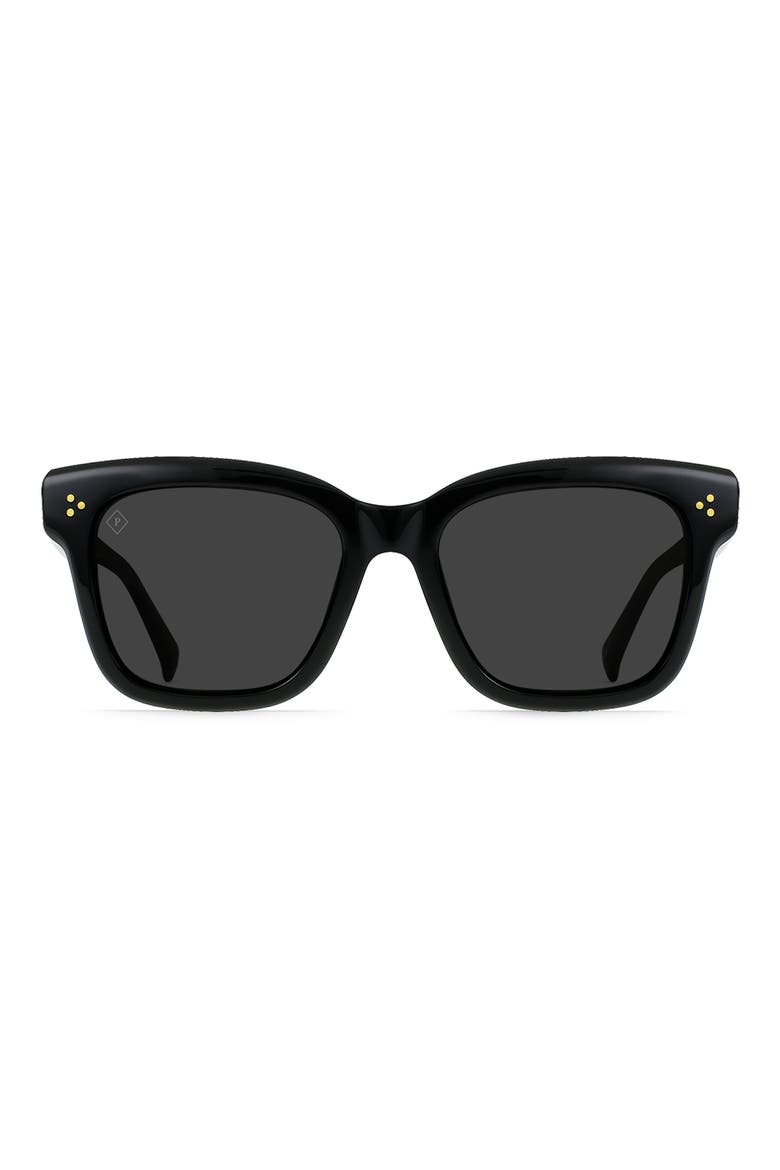 Breya 54mm Polarized Square Sunglasses, Main, color, RECYCLED BLACK/ SMOKE POLAR