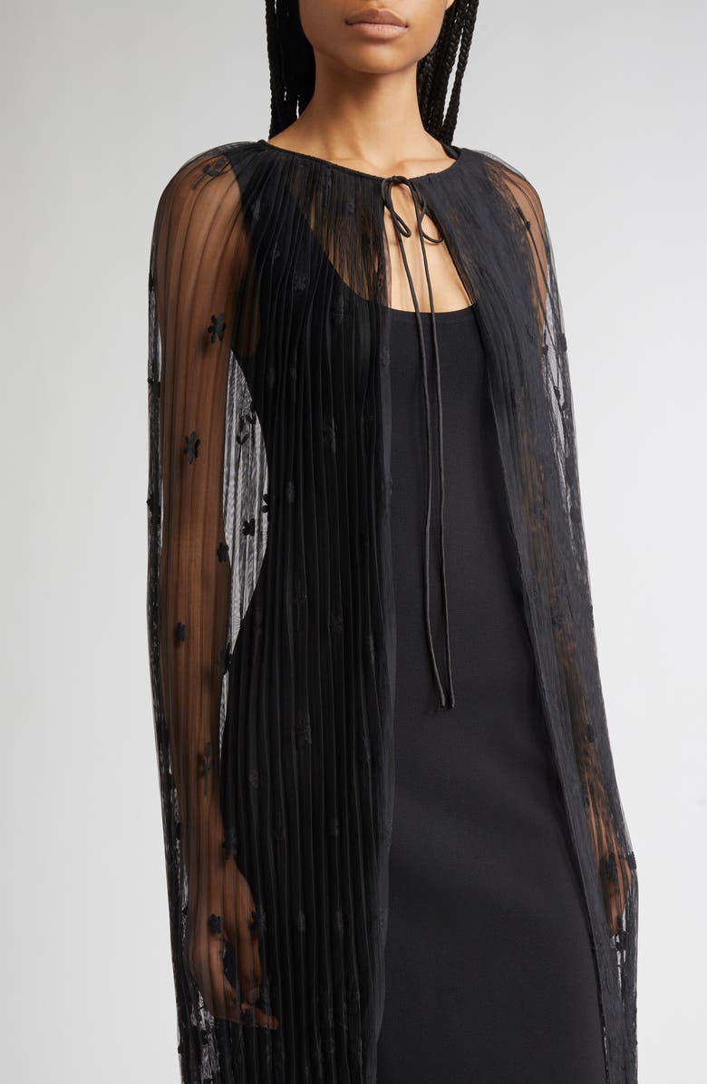 TOTEME Floral Embroidered Tulle, Alternate, color, Black/ Black