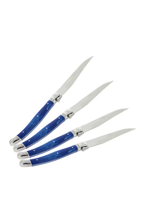 Laguiole Blue Marble Steak Knives - Set of 4