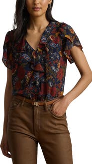 Lauren Ralph Lauren Floral Ruffle Accent Top