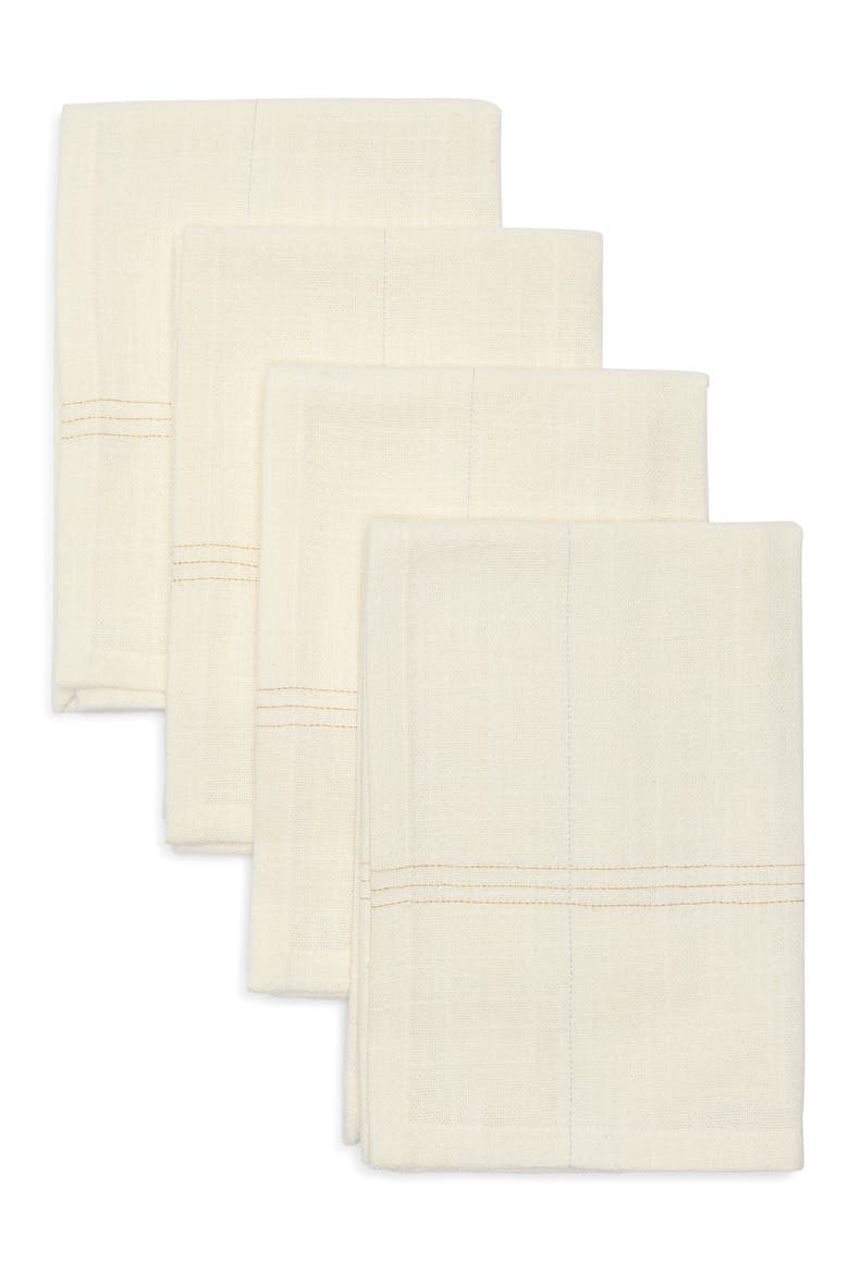 Set of 4 Handloom Linen Napkins, Main, color, IVORY