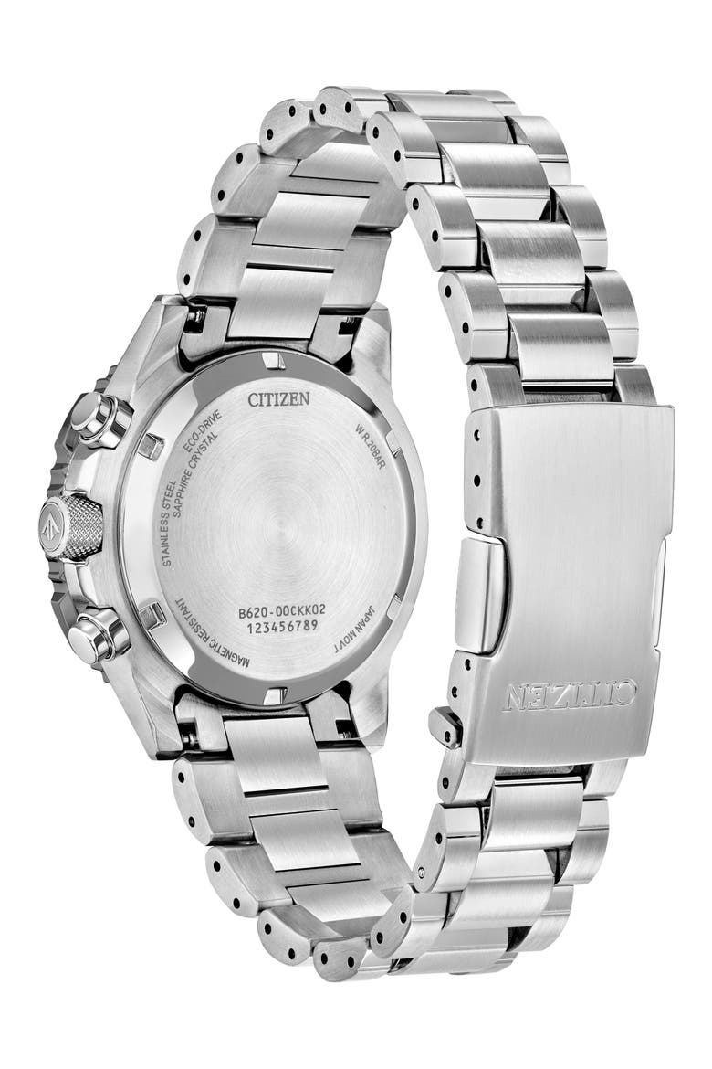 Promaster Navihawk Eco-Drive Chronograph Bracelet Watch, 40mm, Alternate, color, SILVER-TONE/ORANGE