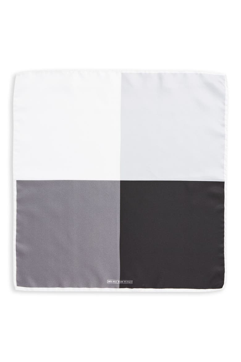 Silk Pocket Square, Alternate, color, BLACK