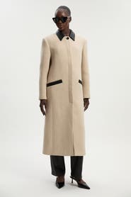 Karen Millen Wool Pu Mix Tailored Midi Coat