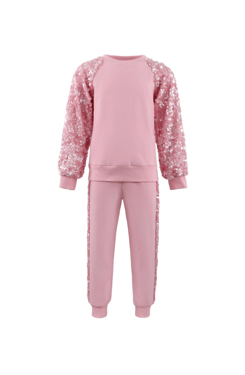 Lola + The Boys Sequin Joggers Set, Main, color, Pink