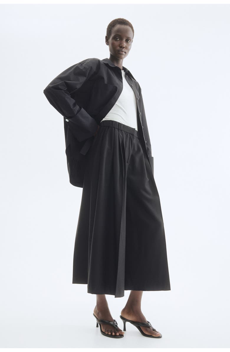 H&M Pleat-front Culottes, Alternate, color, Black