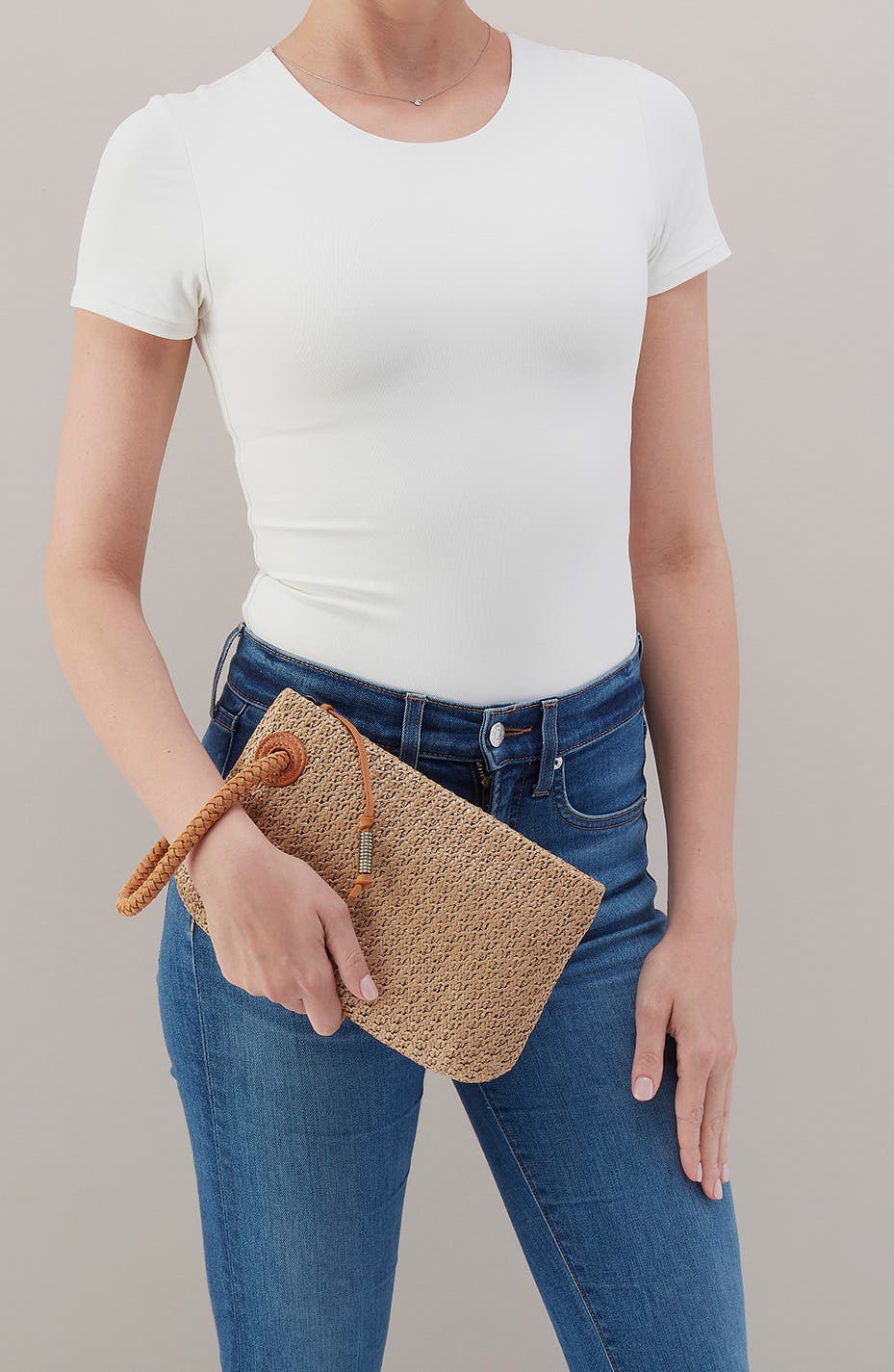 HOBO Daisy Daze Large Woven Straw Wristlet, Alternate, color, Meadow Woven Straw