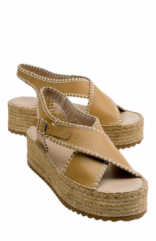 Forever & Always Shoes Bellezza Leather Platform Sandal in Dark Beige Leather at Nordstrom, Size 9