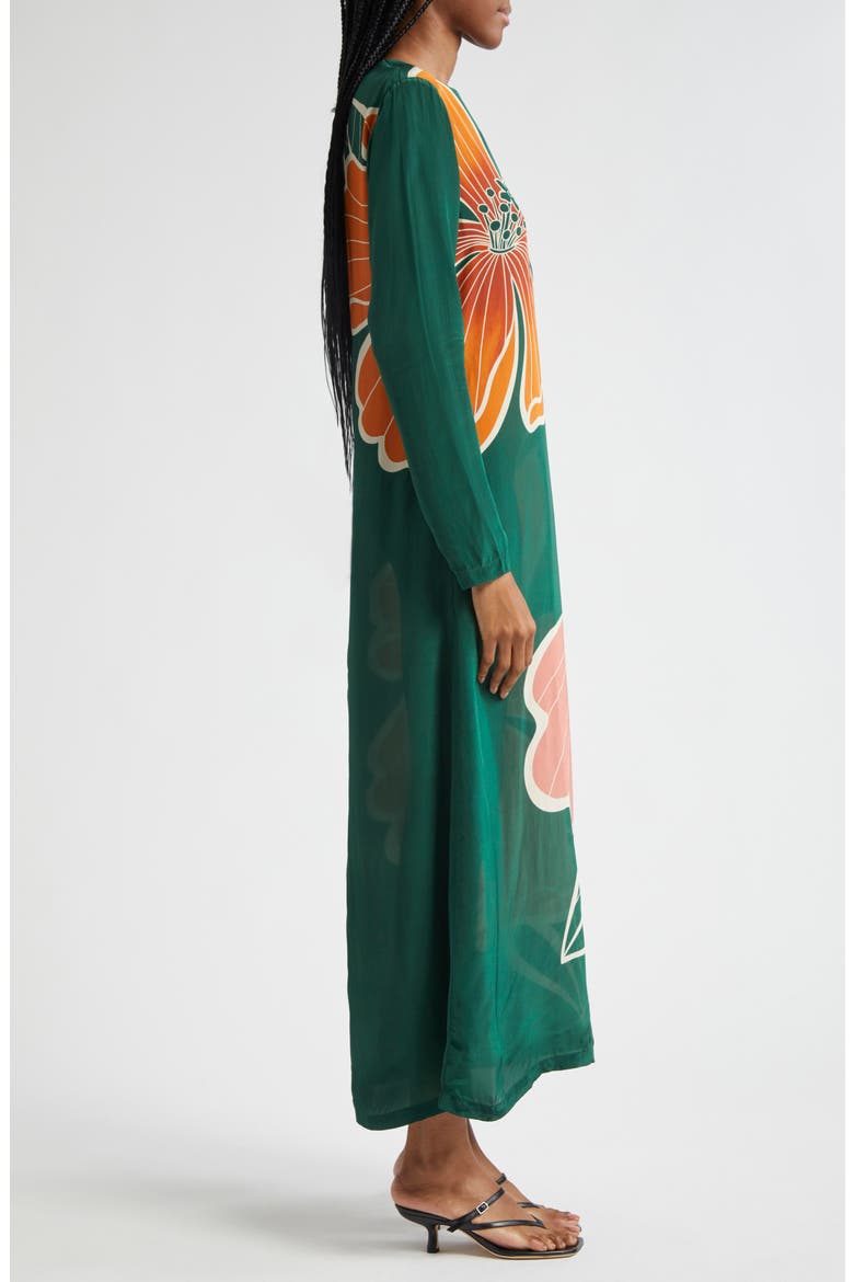 green honolulu flowers long sleeve maxi dress Honolulu Flowers Long Sleeve Maxi Dress (Women)