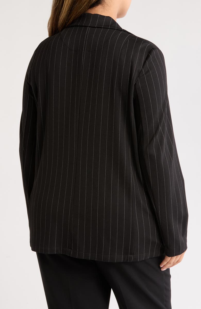 MAX STUDIO Pinstripe Double Knit Blazer, Alternate, color, Black/ Ivory Stripe