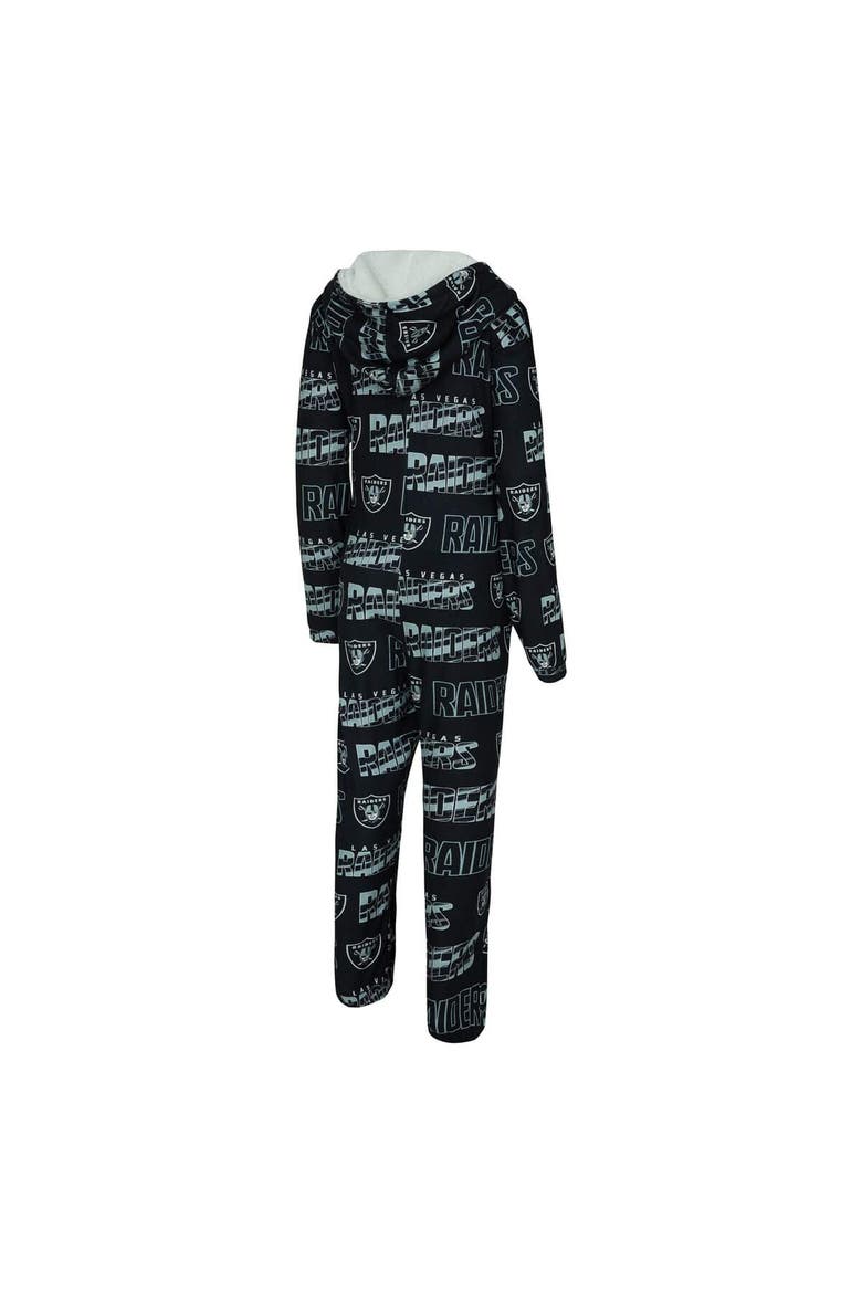 Women's Concepts Sport  Black Las Vegas Raiders Roadway Allover Print Microfleece Full-Zip Union Suit, Alternate, color, Black