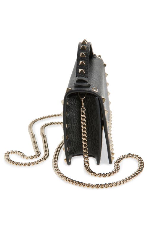 Shop Valentino Garavani Rockstud Leather Wallet On A Chain In Black