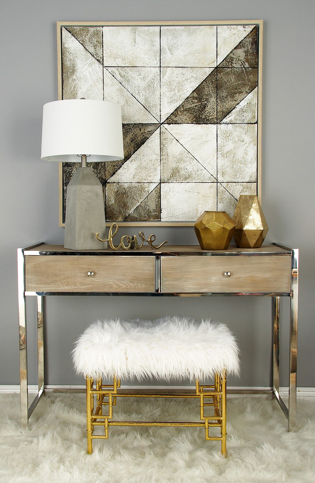 WILLOW ROW Gold/White Modern Stool | Nordstromrack