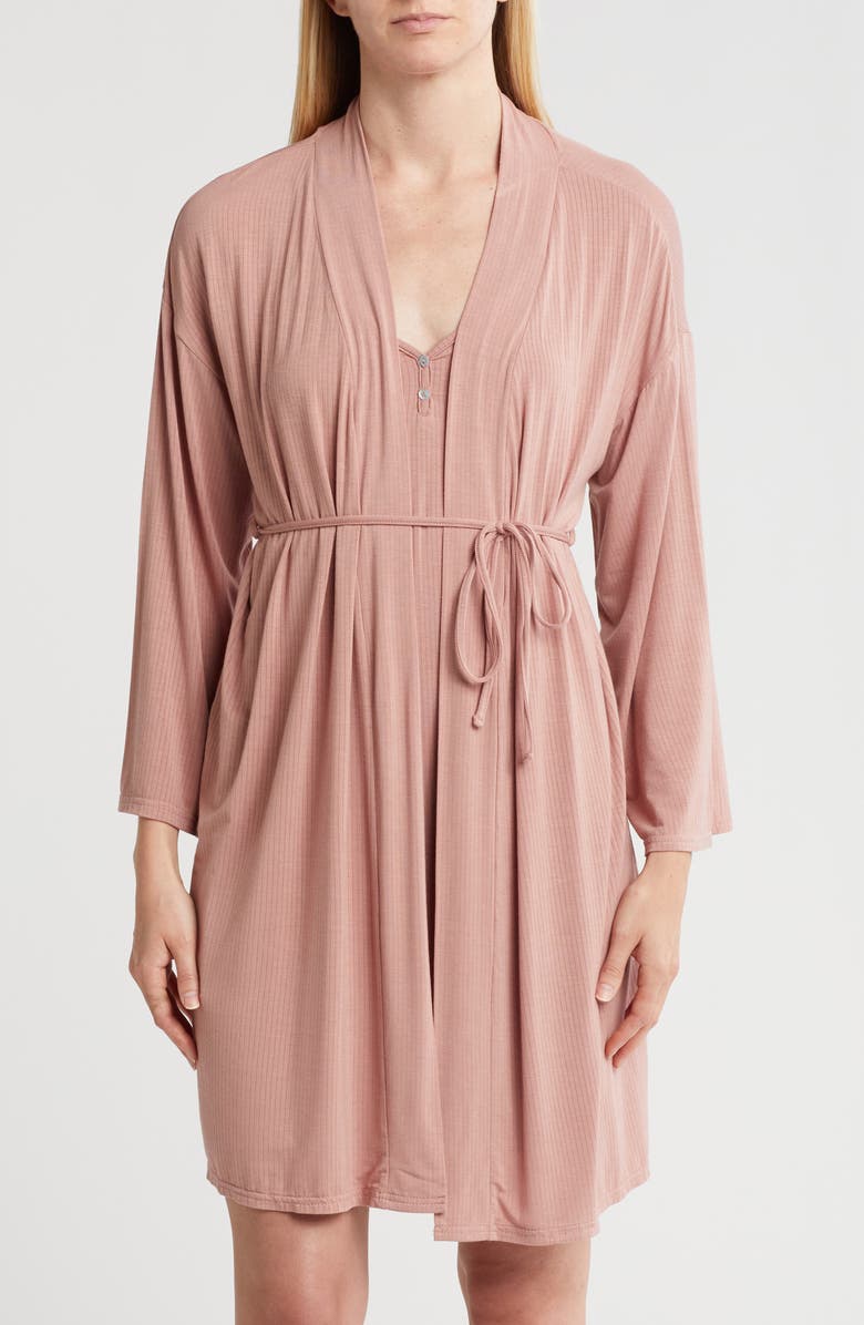 Danskin Rib Jersey Chemise & Wrap Set, Main, color,