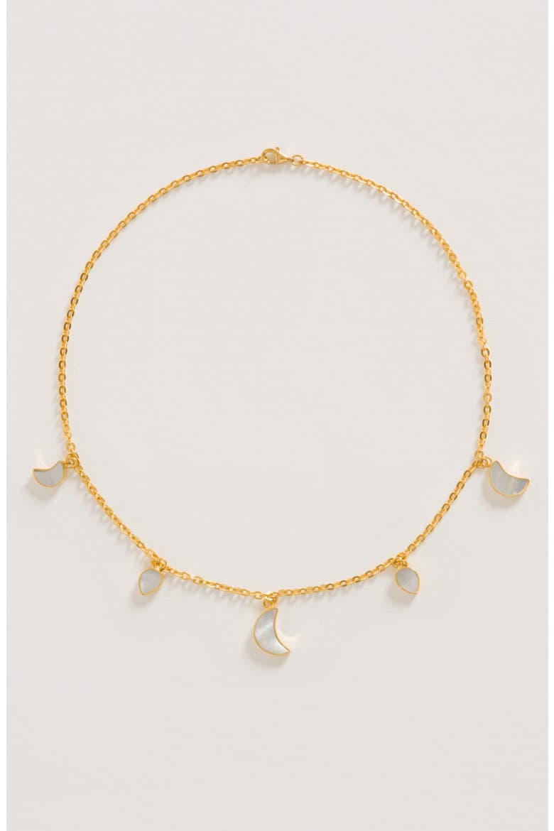 Petite Moon Necklace, Gold, Alternate, color, Gold