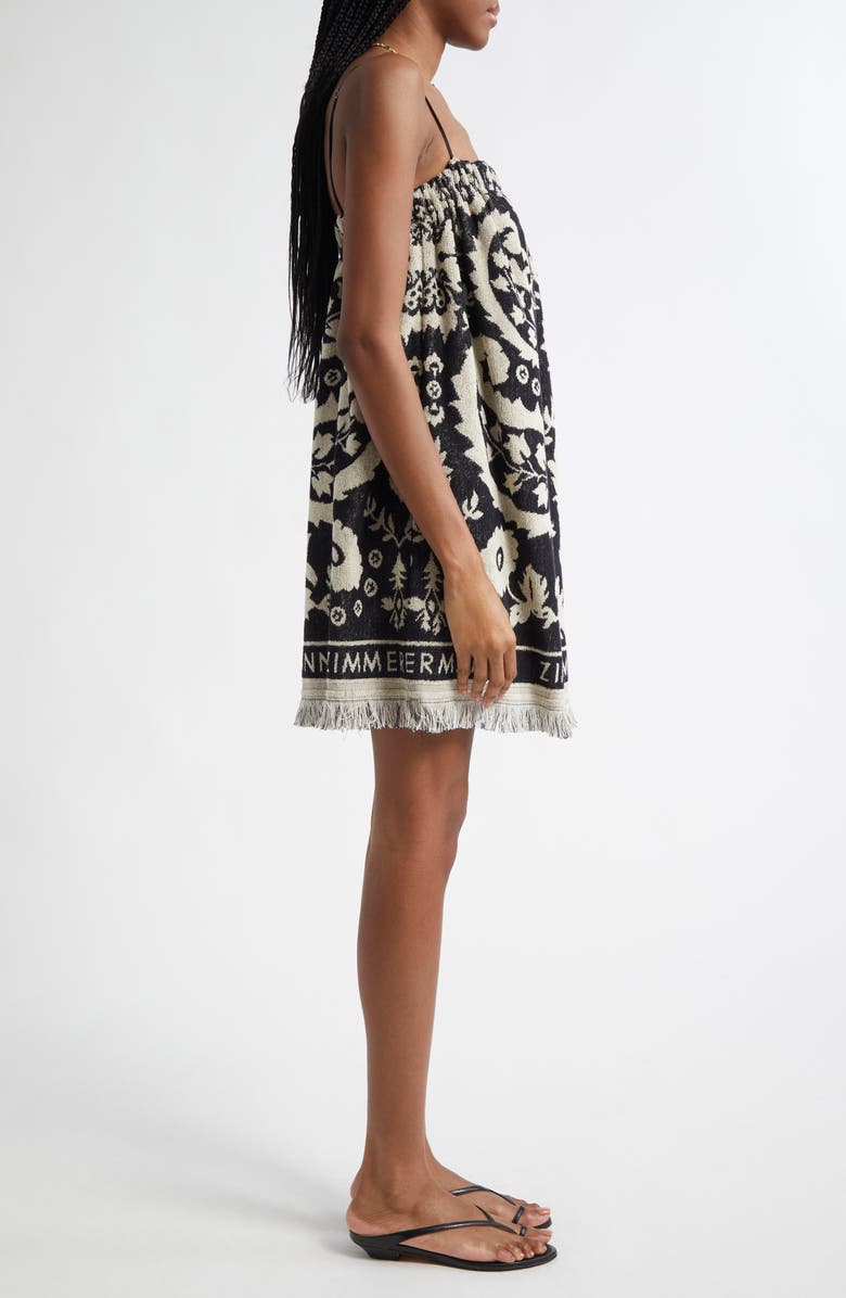 Zimmermann Rhiannon Terry Cloth Minidress, Alternate, color, Black/ Cream