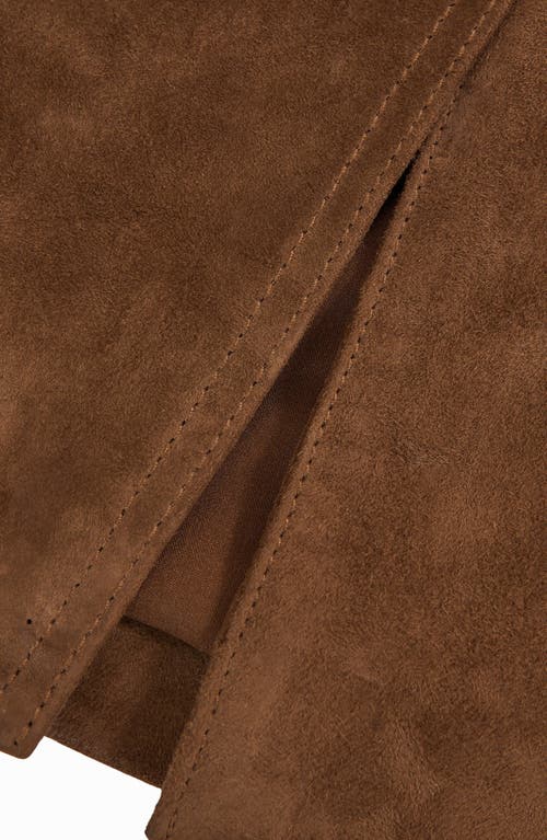 Reiss Miley Goatskin Suede Midi Skirt In Brown