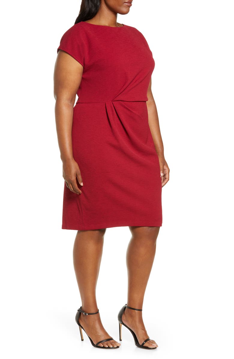 Maggy London Pleated Bateau Neck Cap Sleeve Minidress, Alternate, color, 