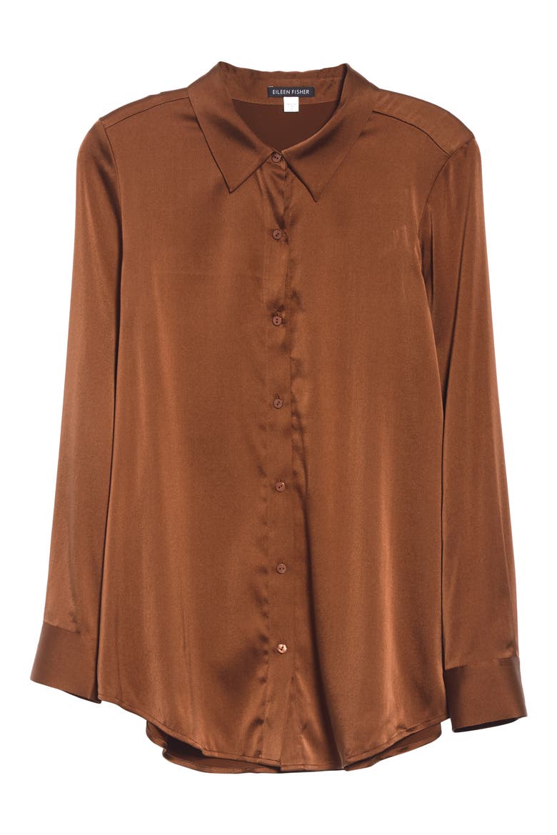 Stretch Silk Shirt, Alternate, color, NUTMEG
