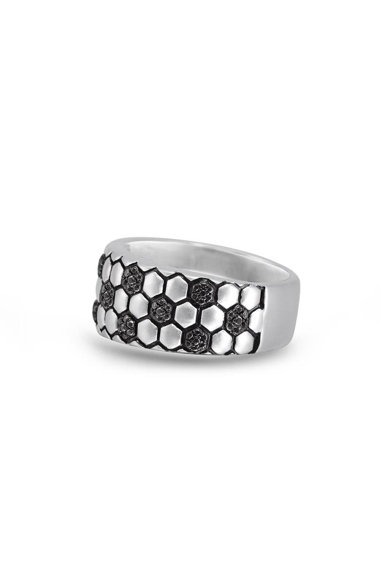 LuvMyJewelry Soccer Football Silver & Black Diamond Band Men Ring, Alternate, color, Silver