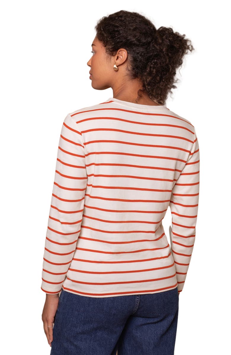 Celtic & Co. Striped Long Sleeve Crew Neck T-Shirt, Alternate, color, Chalk / Burnt Orange