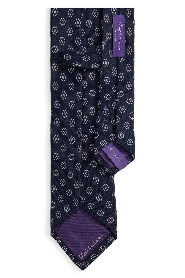 Linked Diamonds Silk Tie, Alternate, color, NAVY