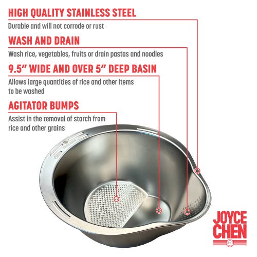 Joyce Chen Rice Washer, Colander, And Strainer In Silver