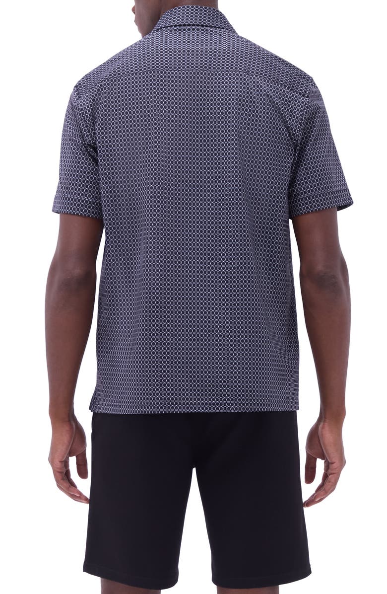 Bugatchi Milo OoohCotton<sup>®</sup> Geo Print Short Sleeve Button-Up Shirt, Alternate, color, Black