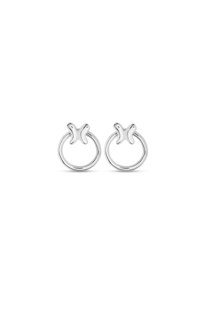 Butterfly Swing Hoops, Main, color, Silver