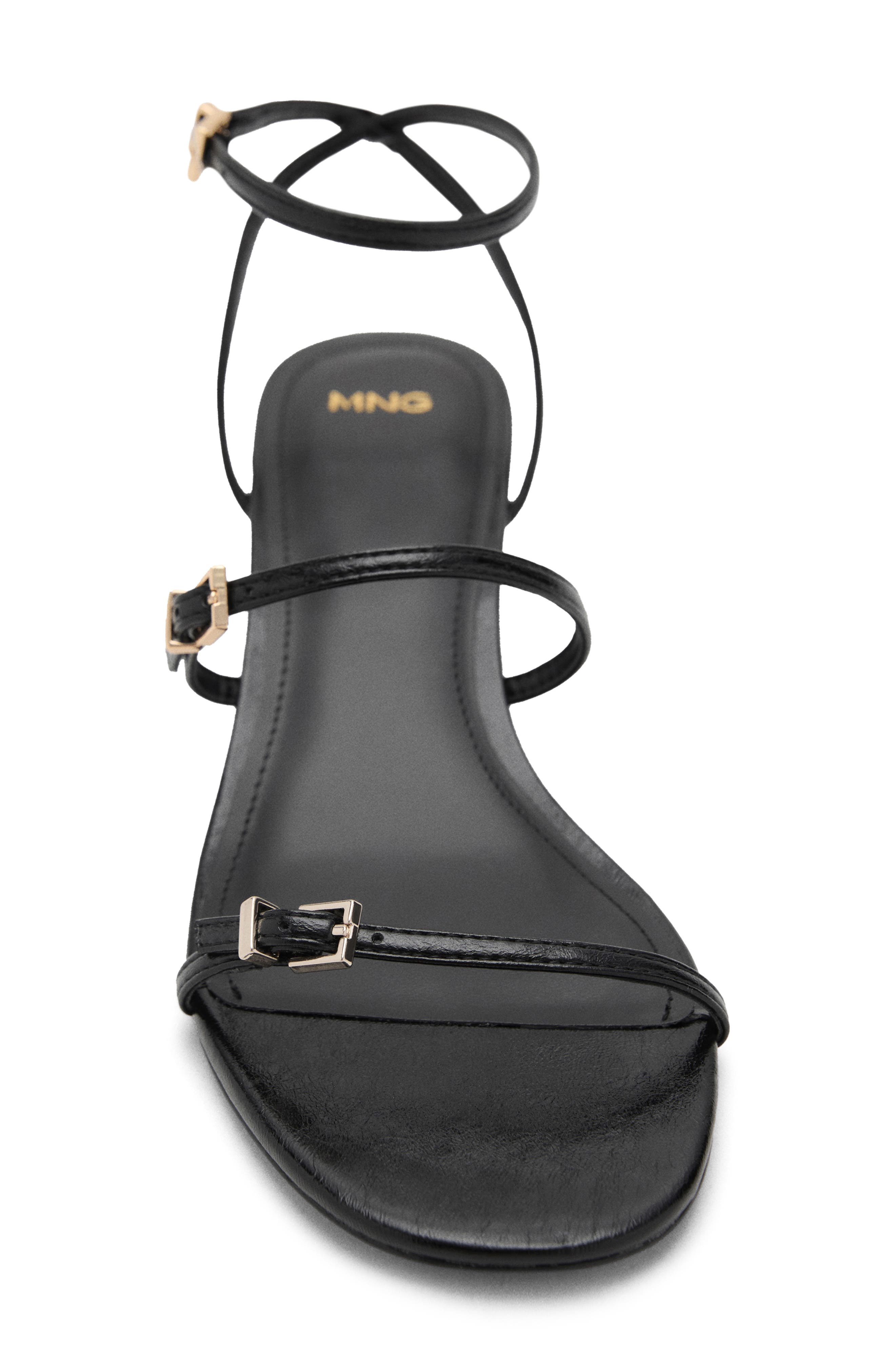 MANGO Strappy Kitten Heel Sandal, Alternate, color, Black