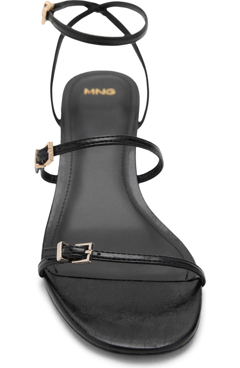 MANGO Strappy Kitten Heel Sandal, Alternate, color, Black