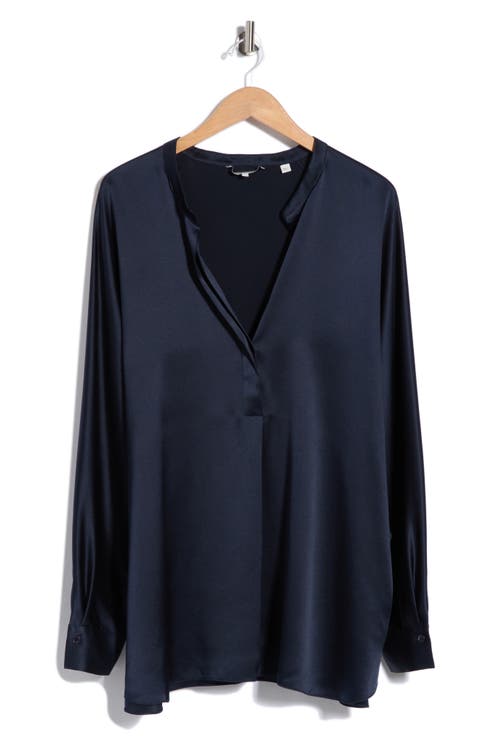 Band Collar Silk Blouse