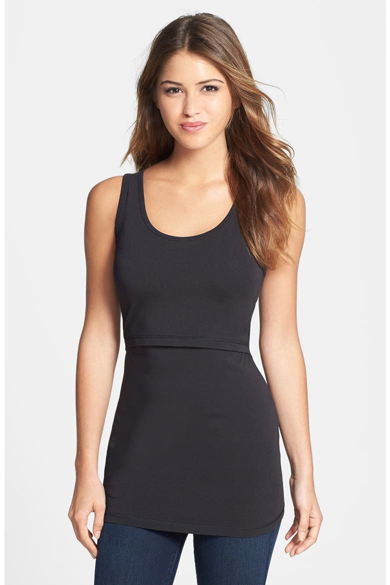 Organic Cotton Maternity & Nursing Tank, Alternate, color, BLACK
