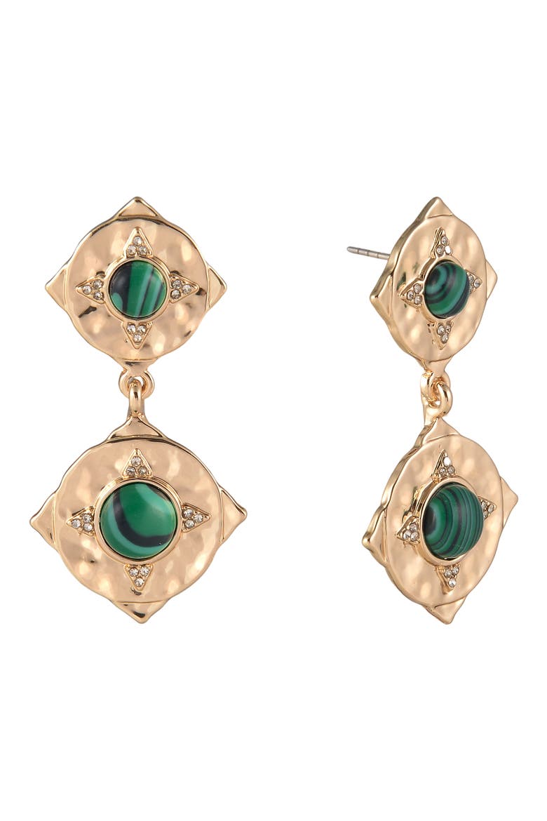 Double Drop Earrings, Alternate, color, GREEN