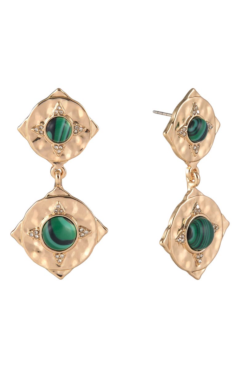 Rachel Roy Double Drop Earrings, Alternate, color, Green