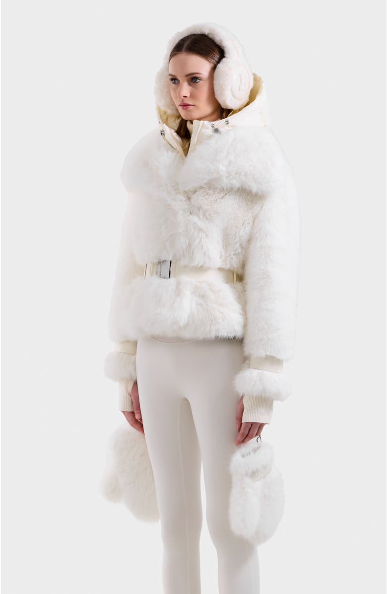 Rudsak Chloe Faux Fur Jacket with Puffer Hood, Alternate, color, Iceland