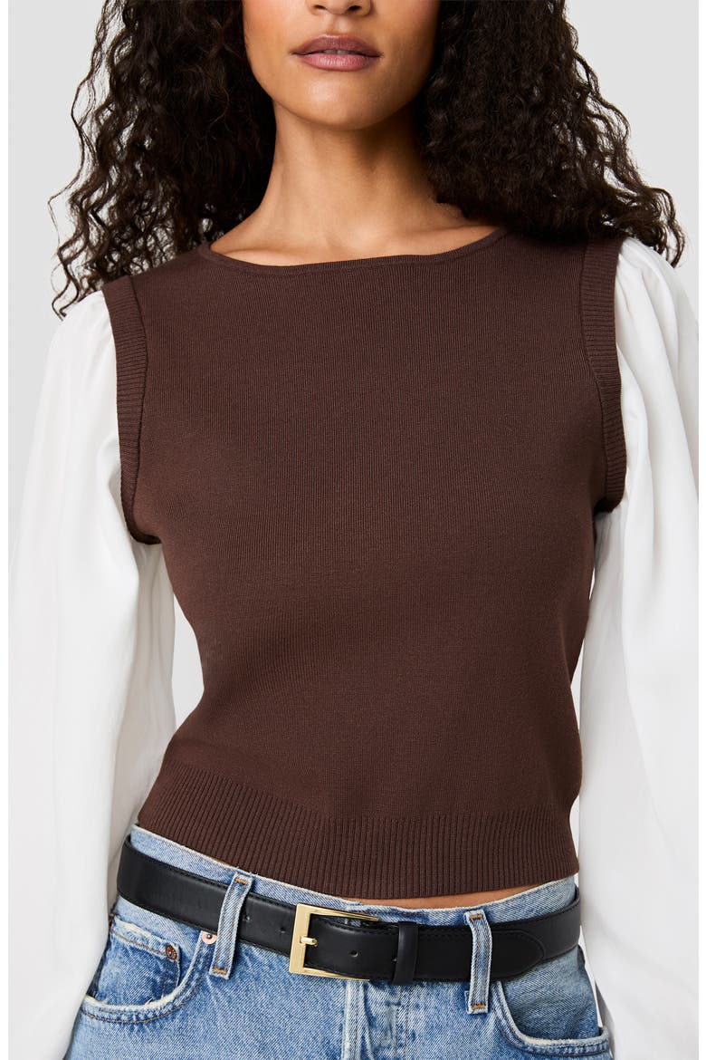 Maxime Layered Look Sweater Vest, Alternate, color, COC. BRWN (MAXIME)