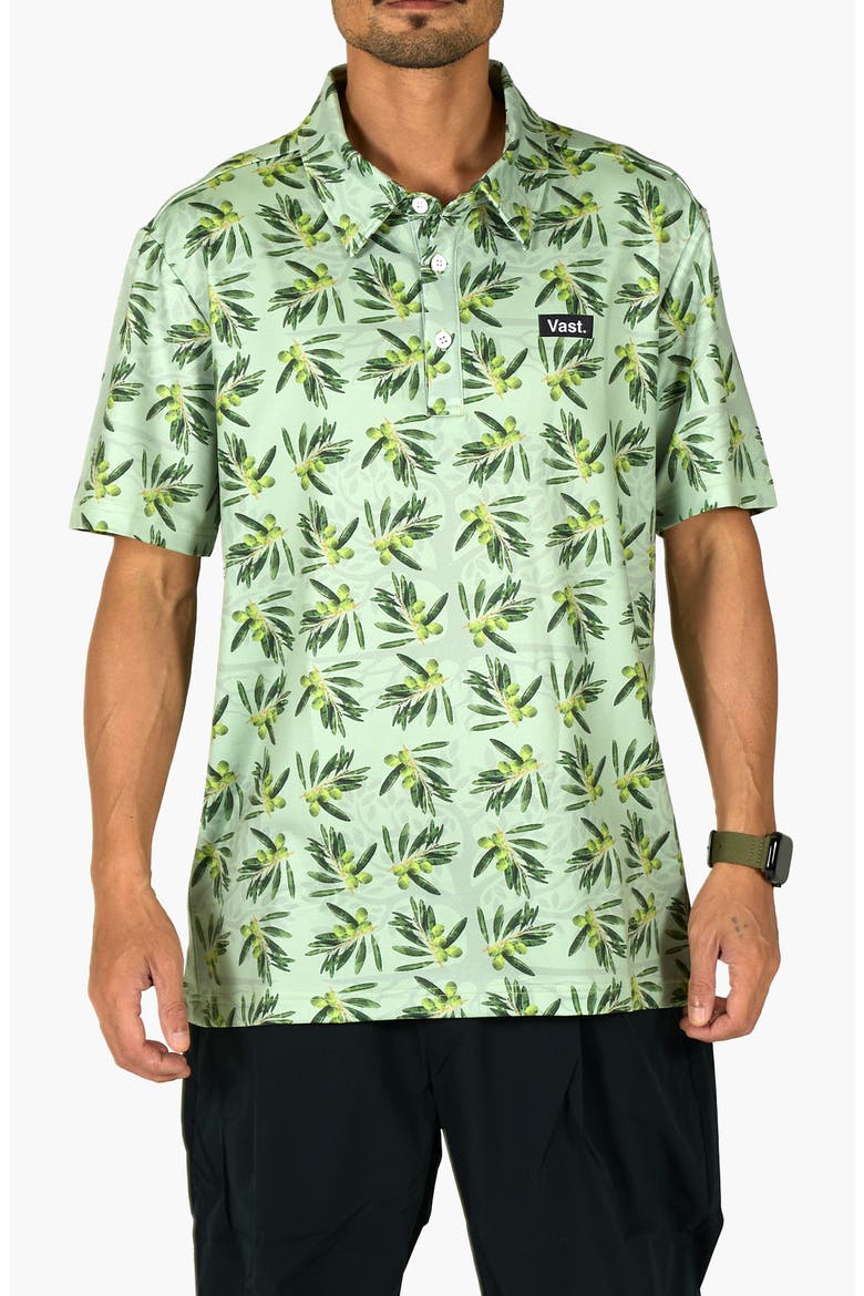 Peace In The Middle Aqua Terra Performance Polo, Main, color, OLIVE