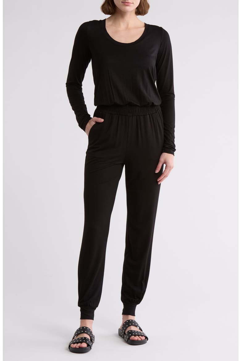 Pondina Long Sleeve Jumpsuit, Main, color, BLACK