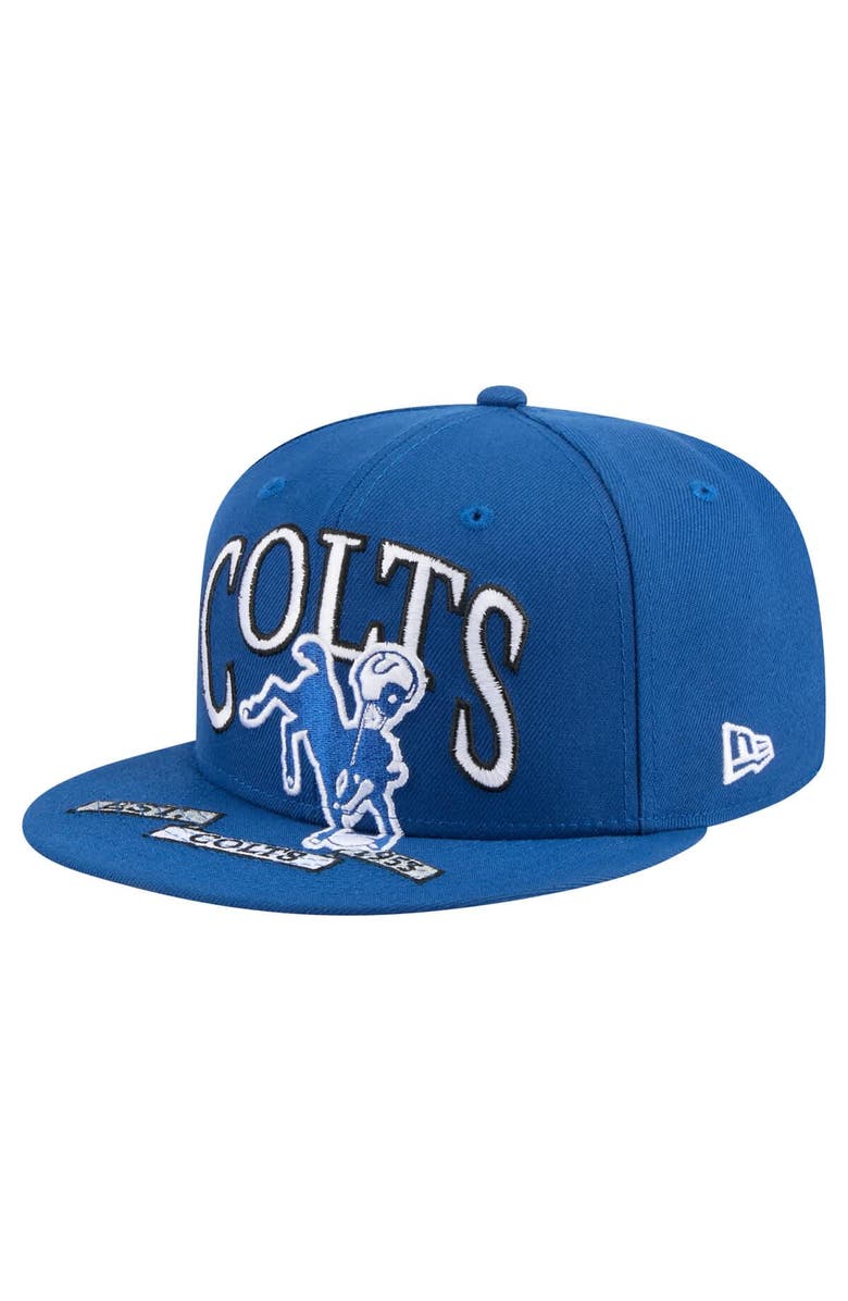 New Era Men's New Era Royal Indianapolis Colts Throwback Oversized 59FIFTY Fitted Hat, Alternate, color, Royal